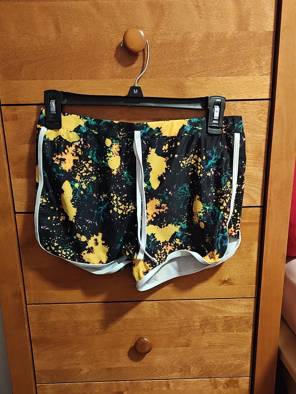 Black Splash Print Two-Piece Swim Set with Yellow Accents - Picture 2 of 4